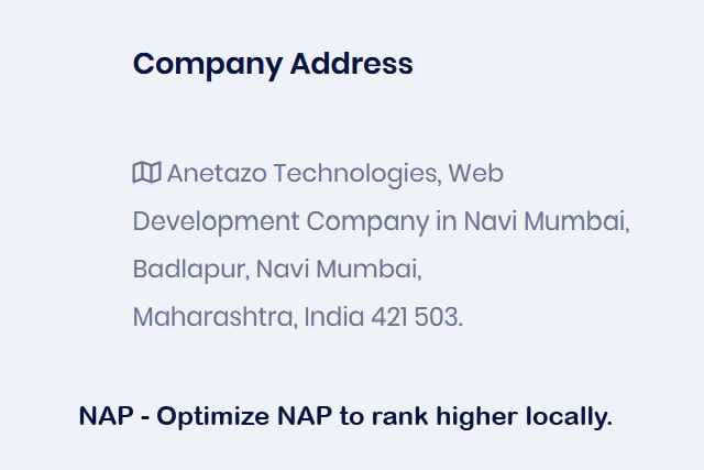 NAP for seo company in badlapur navi mumbai